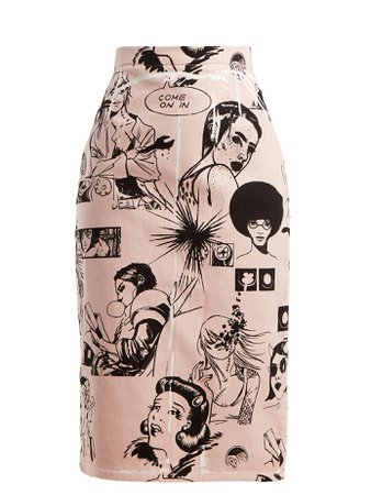 Stencil Collage-print denim pencil skirt | Prada | MATCHESFASHION.COM UK