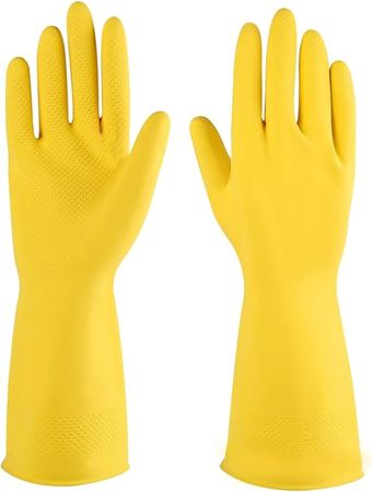 Amazon.com: IUCGE Rubber cleaning gloves yellow 6 Pairs for Household,Reuseable dishwashing gloves for Kitchen.(6,Medium) : Health & Household