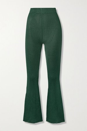 Forest green + NET SUSTAIN ribbed-knit flared pants | Calle Del Mar | NET-A-PORTER