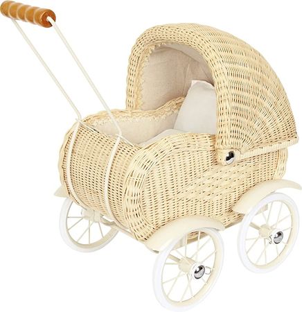 Amazon.com: Baby Doll Stroller by Small Foot – Vintage Wicker Rolling Carriage Pram – Classic Doll Buggy – Pretend Play Toy Develops Kids Nurturing, Imaginative & Creative Play – Ages 3+ Years : Toys & Games