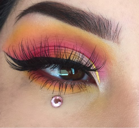 pink yellow makeup