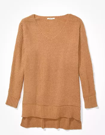 AE Slouchy V-Neck Sweater tan