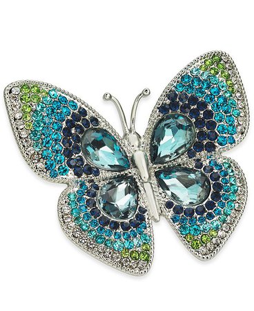 Charter Club Silver-Tone Crystal Butterfly Pin, Created for Macy's & Reviews - Fashion Jewelry - Jewelry & Watches - Macy's