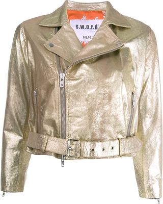 Get the Deal: S.W.O.R.D 6.6.44 cropped biker jacket - Gold