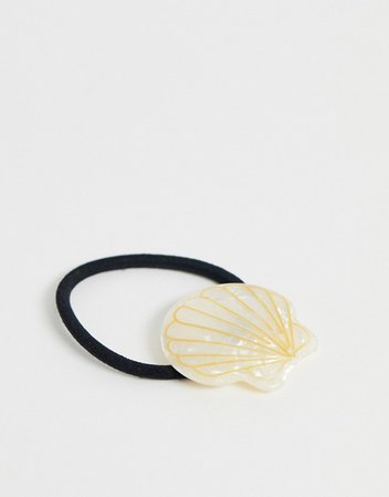 DesignB London faux mother of pearl resin shell hair tie | ASOS