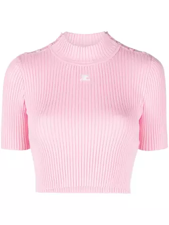 Courrèges logo-embroidered Ribbed Crop Top - Farfetch