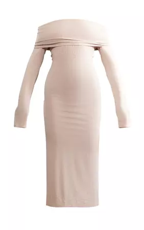 Oatmeal Brushed Jersey Bandeau Midaxi Dress | PrettyLittleThing USA