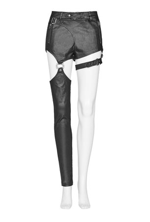 Ramona Asymmetrical Black Gothic Shorts Trousers by Punk