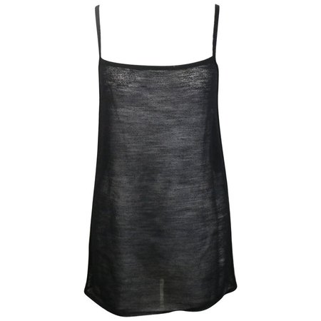 Gucci by Tom Ford Black Wool See Through Spaghetti Tank Top For Sale at 1stdibs