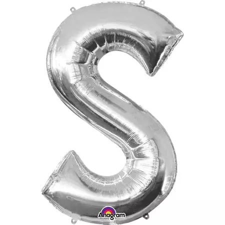 "Silver Letter S - 35 Inches - Easy To Install With Adhesive Pads (L34 — Shimmer & Confetti