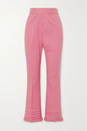 Red Cropped gingham cotton-blend straight-leg pants | Miu Miu | NET-A-PORTER