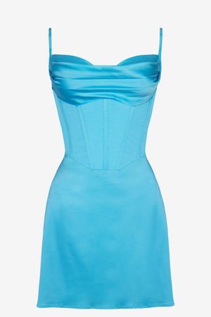 Blue corset satin slip mini dress – HEIRESS BEVERLY HILLS