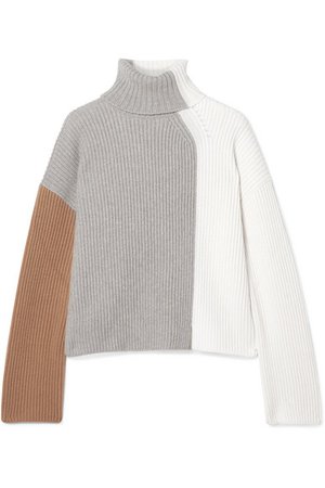Loro Piana | Color-block ribbed cashmere turtleneck sweater | NET-A-PORTER.COM