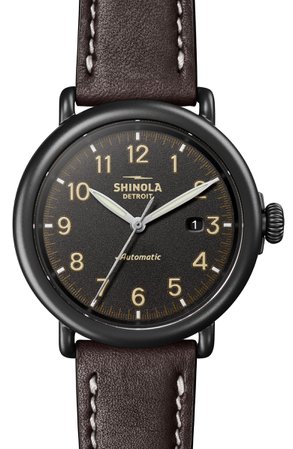 Shinola Runwell Automatic Leather Strap Watch, 45mm | Nordstrom