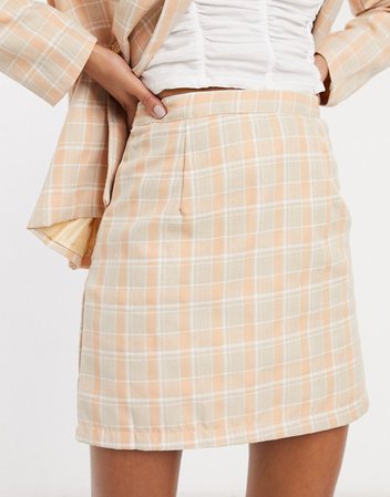 Heartbreak tailored mini skirt in coral check | ASOS