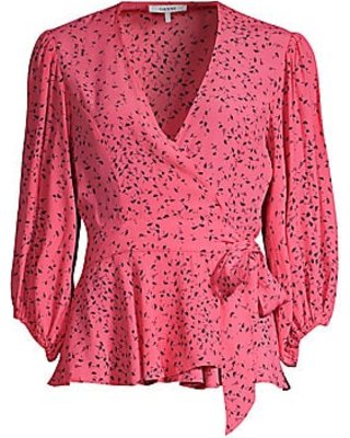 Don't Miss This Deal: GANNI Women's Barbara Wrap Blouse - Hot Pink - Size 34 (0)