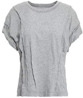 Distressed Pintucked Cotton-jersey T-shirt
