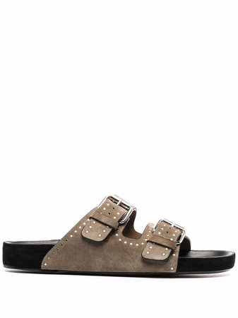 Isabel Marant Lennyo double-strap Suede Sandals - Farfetch