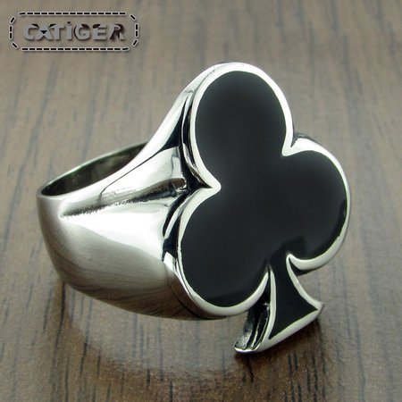 Punk 316L Stainless Steel Silver White Black Enamel Poker Club Ring Jewelry -in Rings from Jewelry & Accessories on Aliexpress.com | Alibaba Group