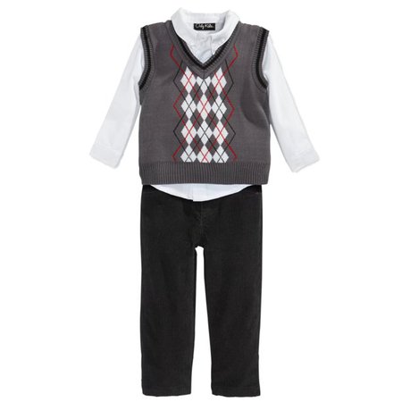Only Kids - Only Kids Infant Boys 3 Piece Dress Up Outfit Pants Shirt Gray Sweater Vest - Walmart.com - Walmart.com
