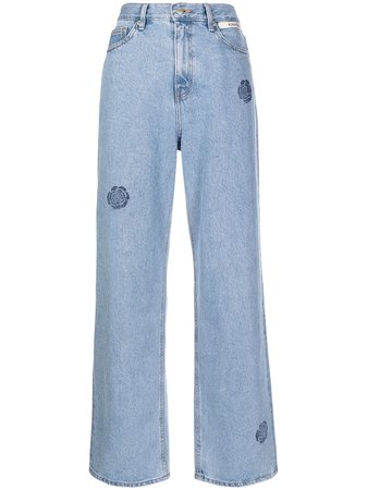 Kimhekim rose-print straight-leg Jeans - Farfetch
