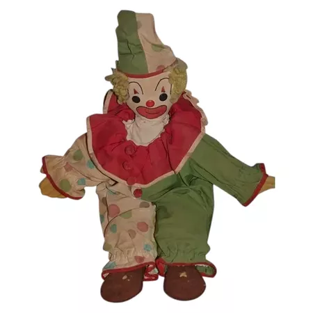 Old Doll Cloth Doll Rag Doll Clown Jester Unusual Original Costume : Oldeclectics | Ruby Lane
