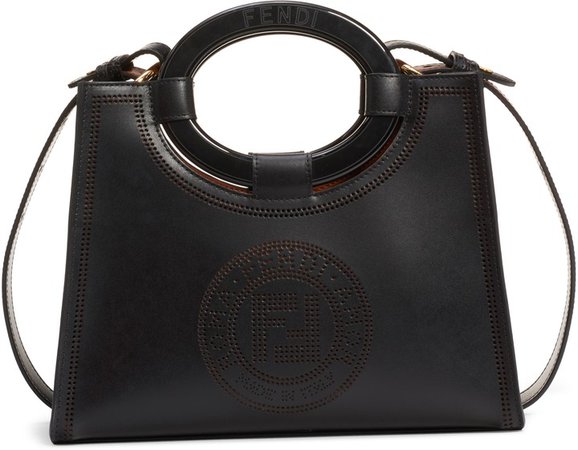 Runaway Perforated Double-F Logo Leather Shopper