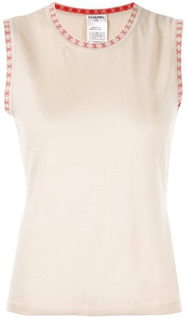 Pre-Owned cashmere logos sleeveless knit top