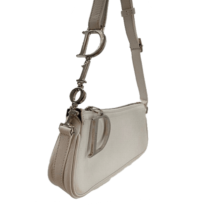 Dior White Leather Mini Logo Shoulder Bag - treasuresofnyc