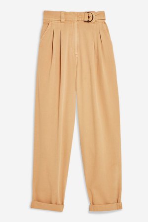 PETITE Belted Menswear Style Trousers | Topshop apricot