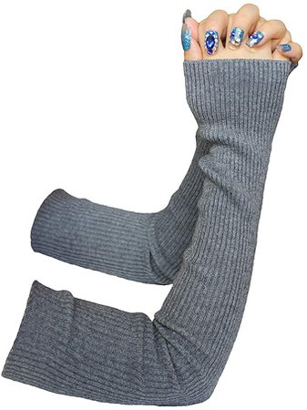 Share Maison Fingerless Arm Warmers for Women Winter Stretchy Gloves Cashmere Wool Gloves 50cm Extra Long Gloves (9-dark red) at Amazon Women’s Clothing store