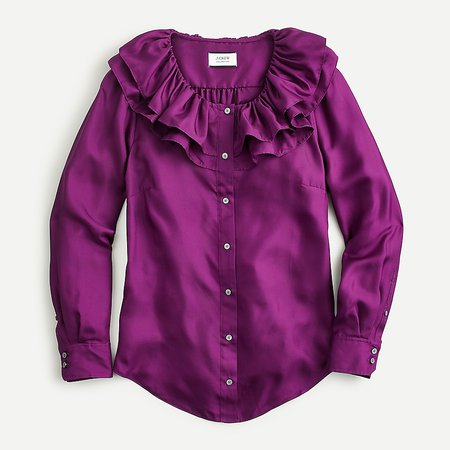 J.Crew: Collection Silk Twill Ruffle-collar Top For Women