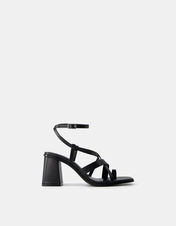 Block heel sandals with straps and ankle strap - Shoes - Women | Bershka