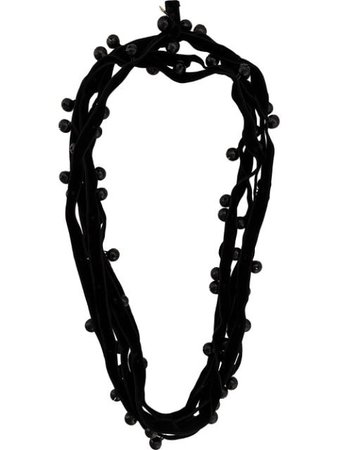 Black Ann Demeulemeester Velvet Beaded Necklace | Farfetch.com