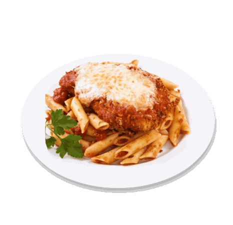 *clipped by @luci-her* Chicken Parmesan over Penne Pasta