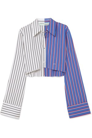 Off-White | Cropped striped cotton-twill shirt | NET-A-PORTER.COM