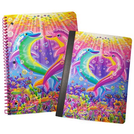 Dolphin Notebook Composition Bundle: 2 Items - (1) Glitter Spiral Notebook, (1) Composition Notebook By Lisa Frank From USA - Walmart.com