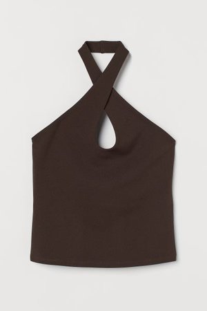 Halterneck Top - Dark brown - Ladies | H&M US