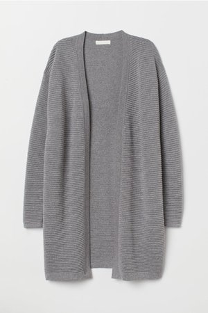 H&M Grey Textured-knit cardigan