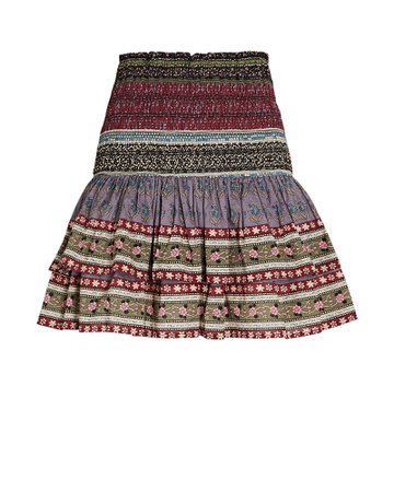 Sea Brooke Smocked Printed Mini Skirt | INTERMIX®