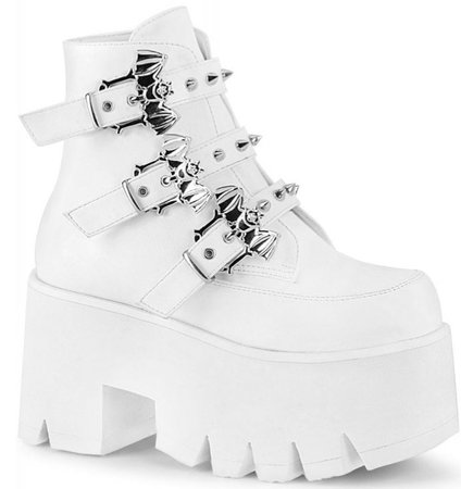 chunky white platform boots