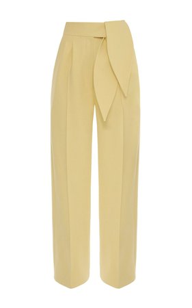 Aurora Belted Pleated Cady Straight-Leg Trousers by George Keburia | Moda Operandi