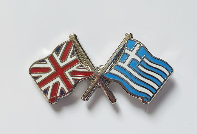 UK Greece pin badge