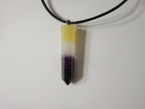 Nonbinary Flag Colors Crystal Shaped Resin Necklace | Etsy