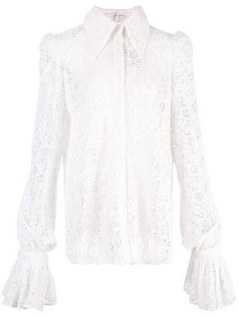 Carolina Herrera lace flute sleeve shirt $1,890 - Buy SS19 Online - Fast Global Delivery, Price