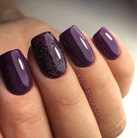 Purple Acrylic Glitter Nails