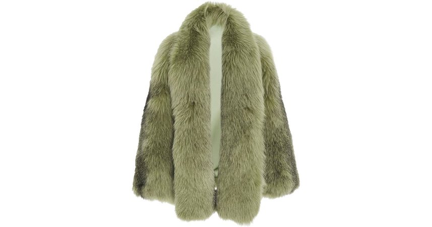 green Shawl collared Fox Fur Coat