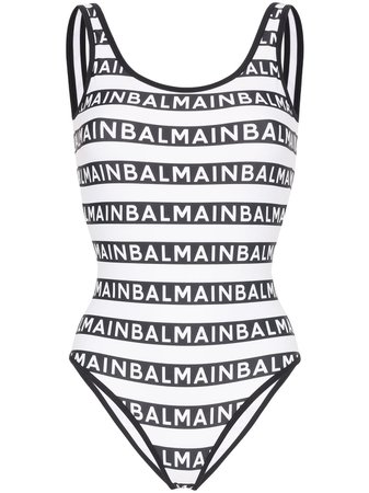 Balmain logo-stripe swimsuit $377 - Buy AW19 Online - Fast Global Delivery, Price