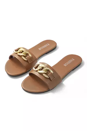 Chain Detail Slippers – Micas