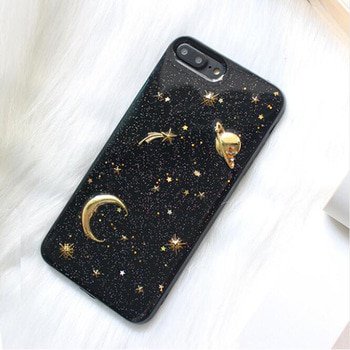 Moon Stars Phone Case 7 Plus Bling Glitter Universe Series Cover Cases